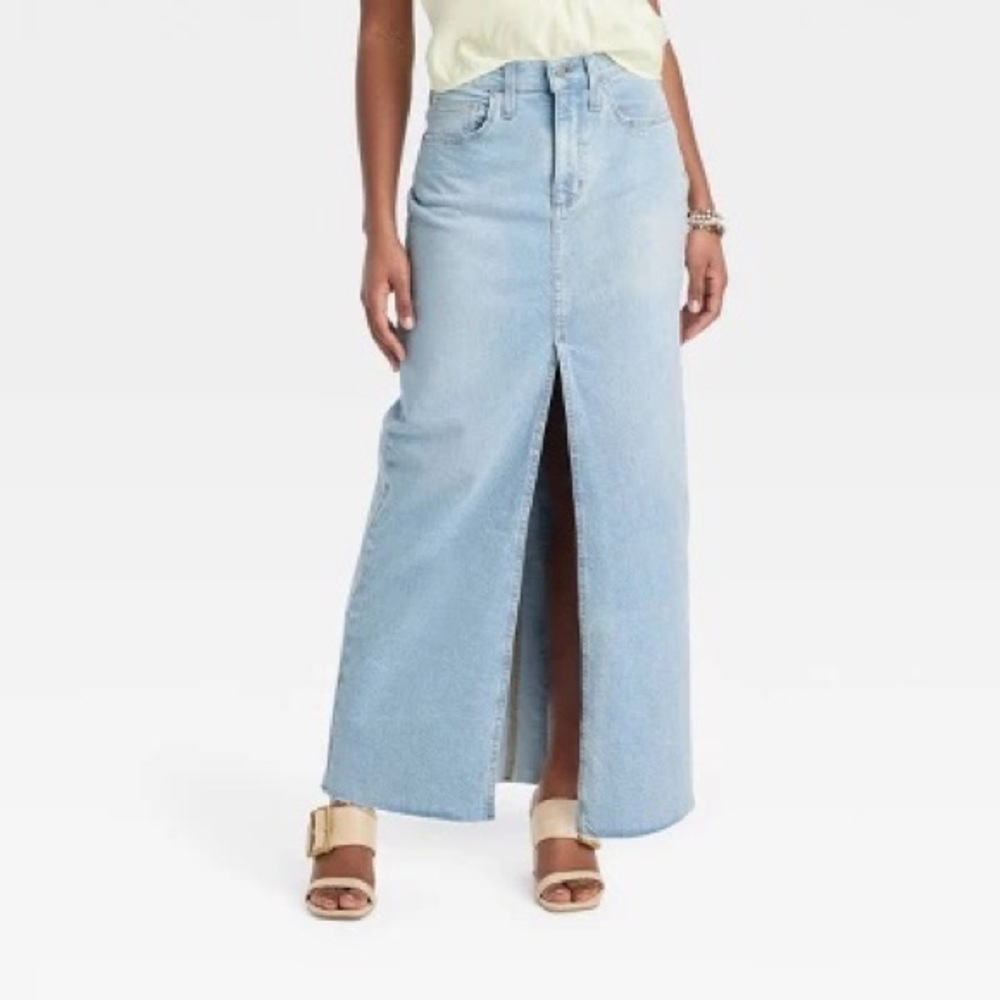 Light Blue Denim Maxi Skirt